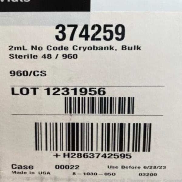 Thermo Scientific Cryobank Freezer Vial 2 ml Sterile PP 480 Vials Lab Consumables::Tubes, Vials, and Flasks Thermo Scientific