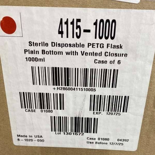 Thermo Scientific Flask with Vent Cap PETG 1000 ml Sterile Total of 6 Flasks Lab Consumables::Tubes, Vials, and Flasks Thermo Scientific