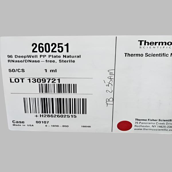 Thermo Scientific Microplate 96 Well 1 ml Deep Well PP Case of 50 Plates Lab Consumables::Storage and Culture Plates Thermo Scientific