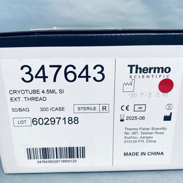 Thermo Scientific Nunc Cryotube Freezer Vial 4.5 ml Case of 300 Vials Vials Themo Scientific