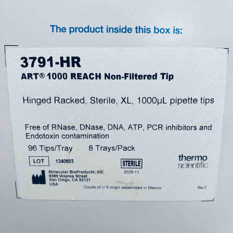 Thermo Scientific Pipette Tips ART 1000 ul REACH Sterile 32 Racks of 96 Tips Each Pipettes & Pipette Tips Thermo Scientific