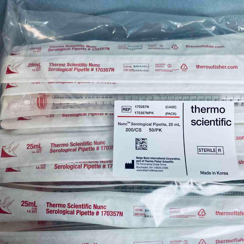 Thermo Scientific Serological Pipette 25 ml Sterile Sealed Case of 200 Pipets Pipets & Pipette Tips Thermo Scientific
