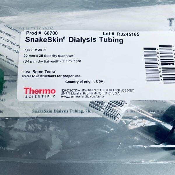 Thermo Scientific SnakeSkin Dialysis Tubing 7K MWCO 22 mm ID with Clips Filters Thermo Scientific