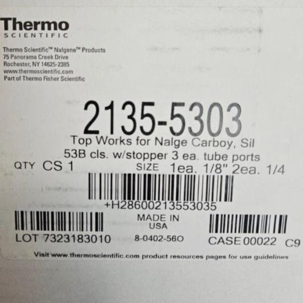 Thermo Scientific Top Works for Nalgene Carboy Box of 3 Aseptic Closure Systems Lab Equipment::Pumps, Pump Access. & Tubing Thermo Scientific