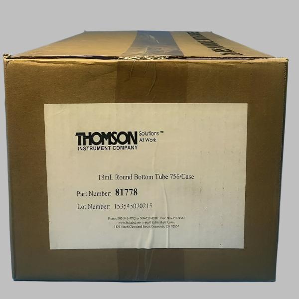 Thomson 81778 Culture Tubes 18 ml Glass with Rim Round Bottom Sealed Case of 756 Lab Consumables::Tubes, Vials, and Flasks Thomson