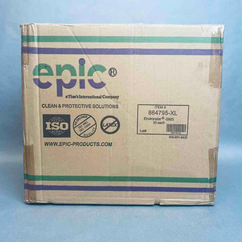 Tians Environstar SMS Disposable Lab Coat Extra Large 3 Pockets Blue Case of 30 Coats PPE Tians