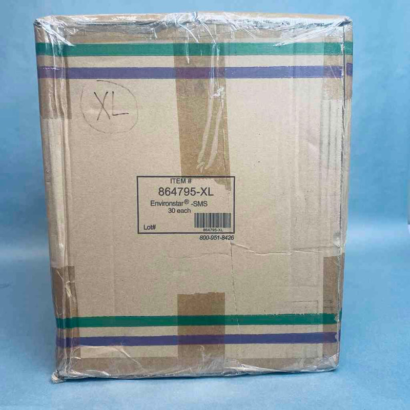Tians Environstar SMS Disposable Lab Coat Extra Large 3 Pockets Blue Case of 30 Coats PPE Tians