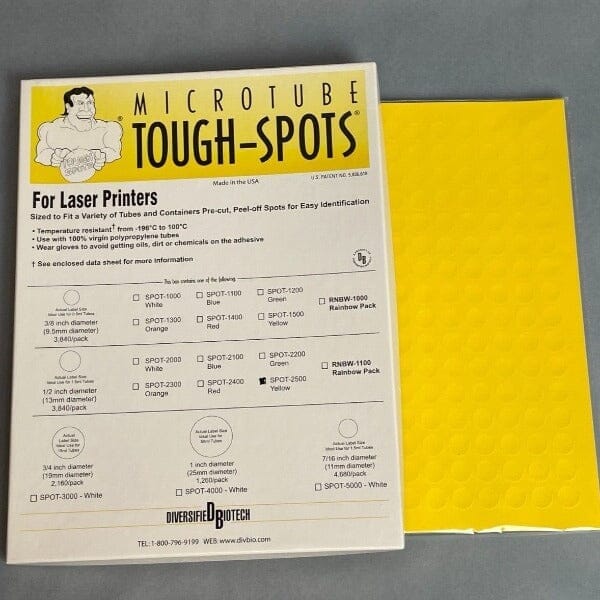 Tough-Spots Centrifuge Tube Labels 1/2 in. 6 Assorted Colors 19000 Stickers Other Tough-Spots