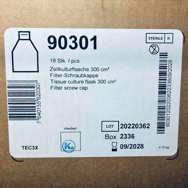 TPP Culture Flask 300 cm2 Filtered 410 ml Case of 18 Flasks Lab Culture Flask TPP