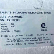 Troemner TalBoys Incubating Microplate Shaker 1000MP Orbital, Platform & Vortex Shakers Troemner