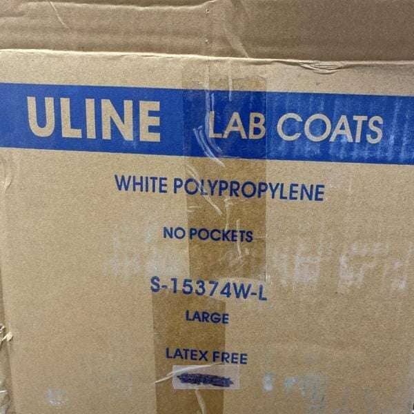 Uline Lab Coat Large White Snap Front Latex-Free 20 Coats Other Uline