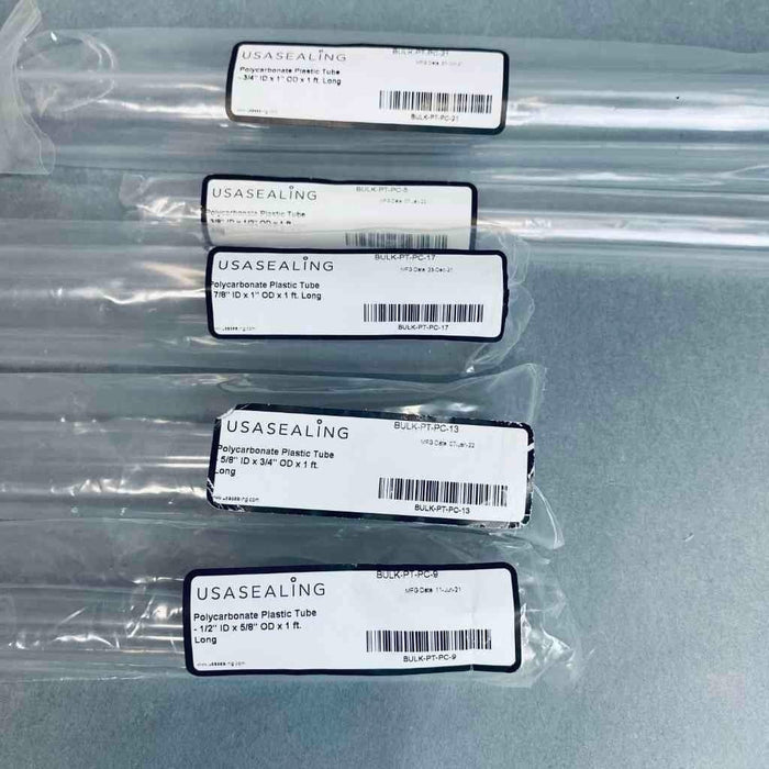 USA Sealing Assorted 12 in Clear Round Polycarbonate Tubes - Lot of 9 Tubes Other USA Sealing