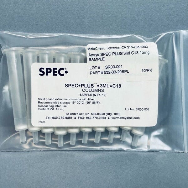 Varian SPEC Plus Columns 3 ml 6 Packs of 10 Columns Each LC/MS/GC Varian