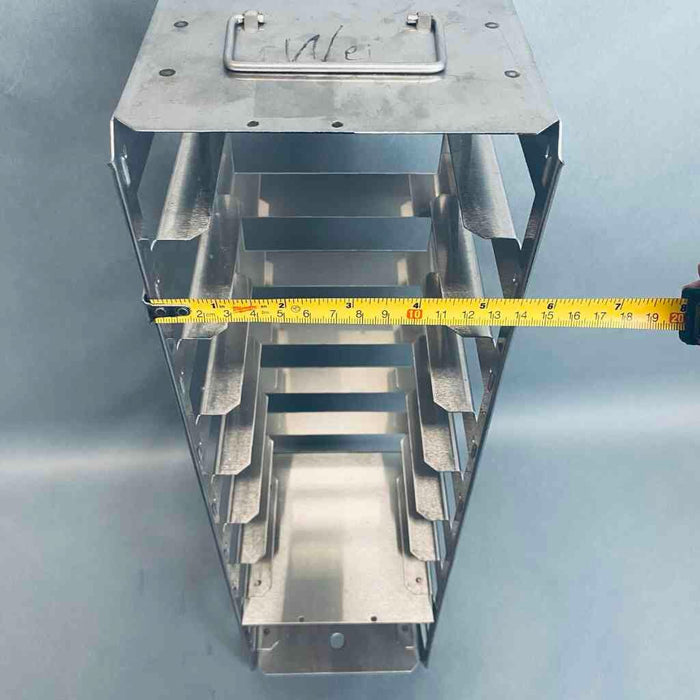 Vertical Freezer Rack 9 Place with Locking Bars and Handle for 2 in. Boxes W5.5" x D5.5" x H19.75" Lab Freezers & Refrigerators VWR