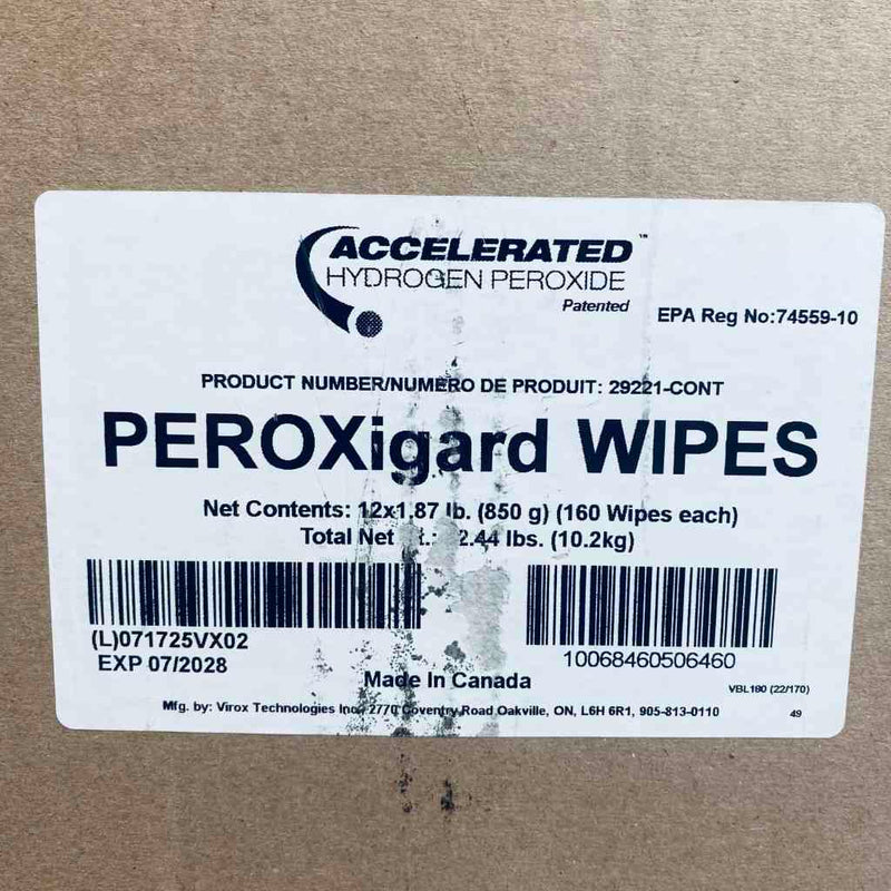 Virox Technologies Peroxigard Wipes Accelerated Hydrogen Peroxide Case of 12 Canisters with 160 Wipes Each Cleaning Equipment & Kits Virox Technologies