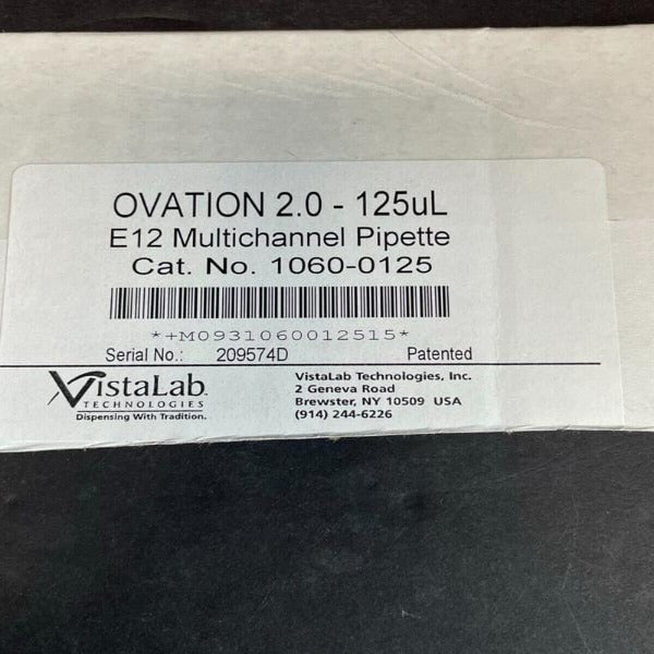 VistaLab Ovation Multichannel Pipette 125 ul 12 Channel Adjustable Volume Pipettes & Pipette Tips VistaLab