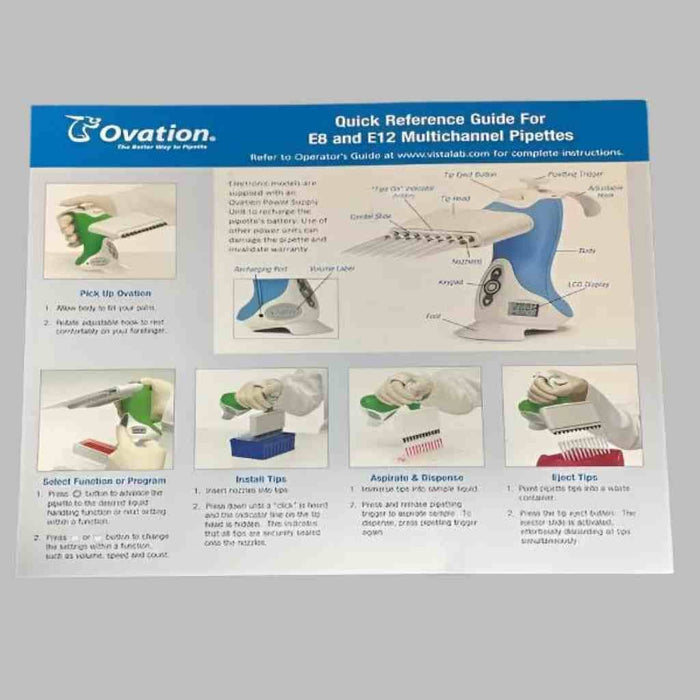VistaLab Ovation Multichannel Pipette 125 ul 12 Channel Adjustable Volume Pipettors/Automatic Pipettes VistaLab