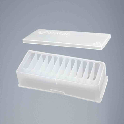 VistaLab Reagent Basin 12 Wells with Lid Indiv Packaged Case of 10 Reservoirs Reagent Reservoirs VistaLab