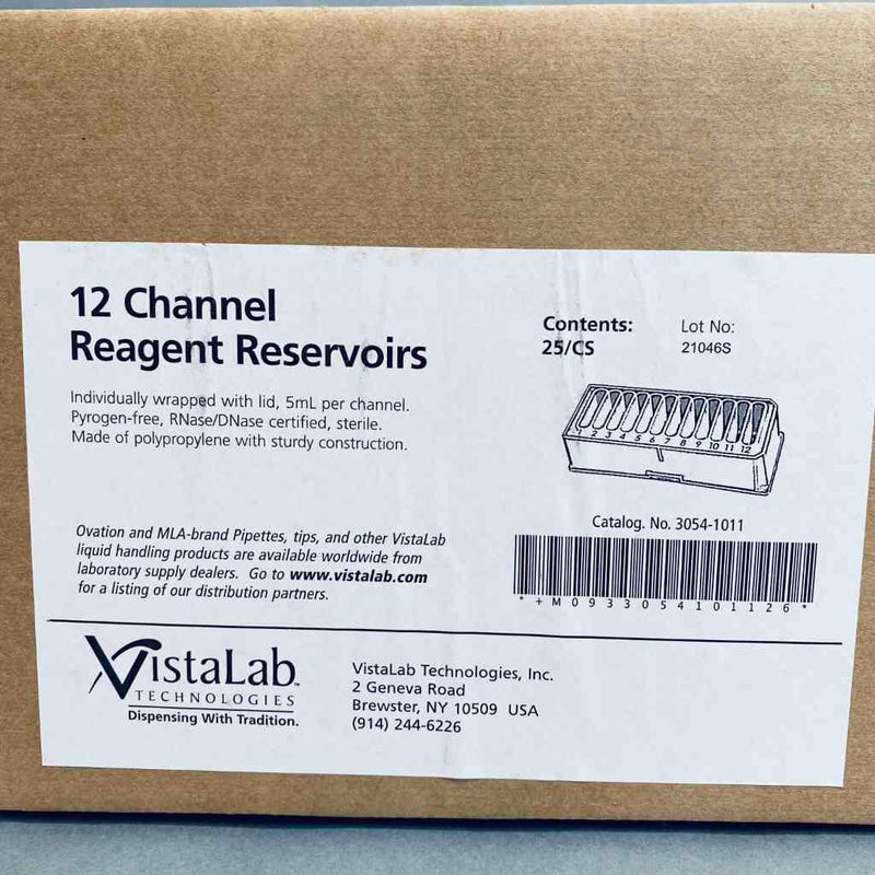 VistaLab Reagent Reservoir 12 Channel with Lid Individually Packaged 50 Basins Reagent Reservoirs VistaLab
