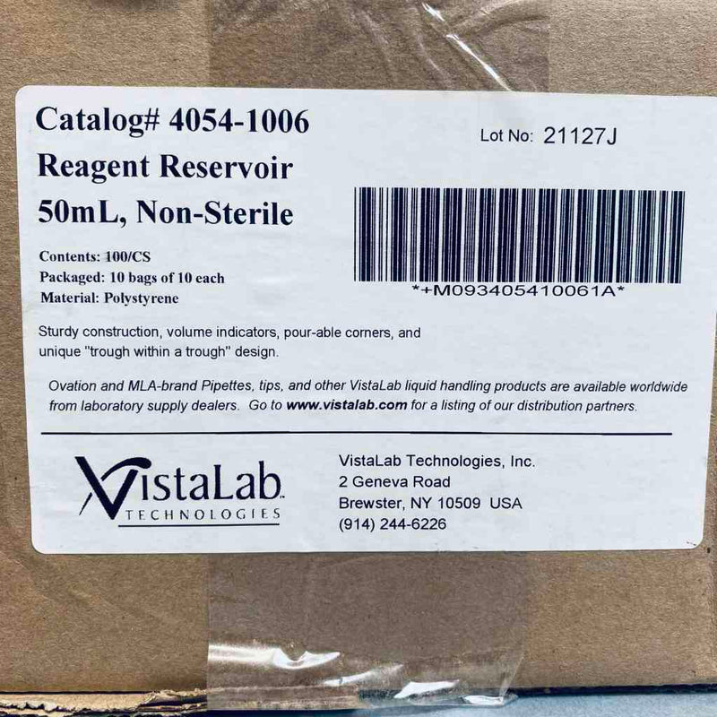 VistaLab Reagent Reservoir 50 ml Bulk Case of 100 Reservoirs Reagent Reservoirs VistaLab