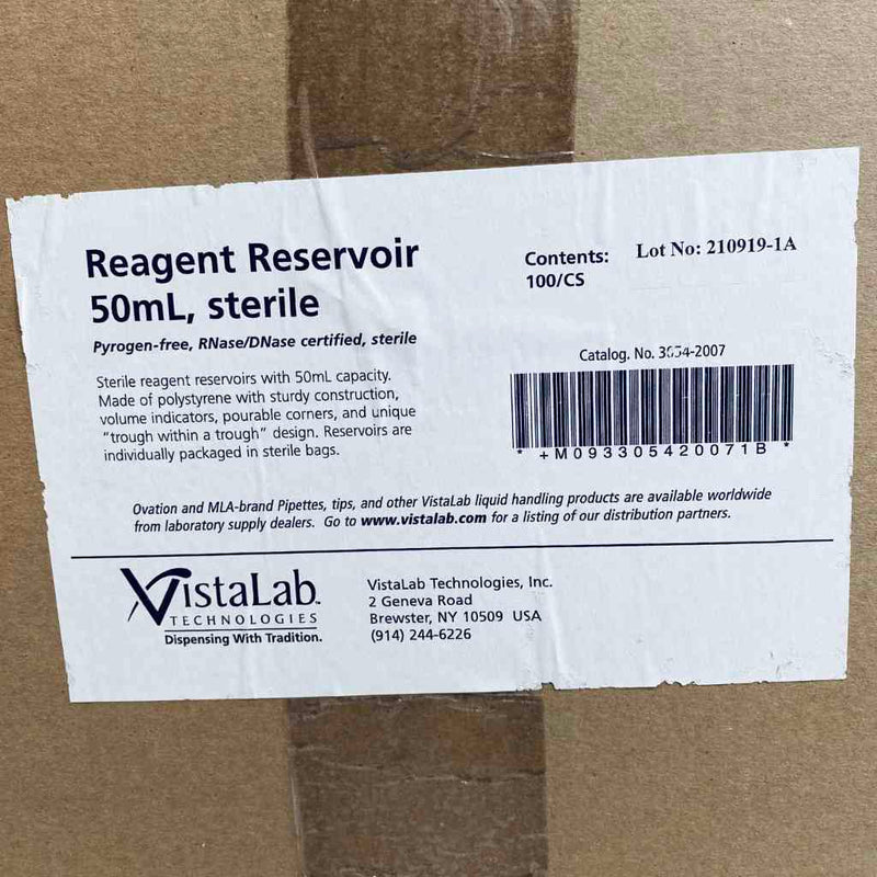 VistaLab Reagent Reservoir 50 ml Polystyrene Sterile Individually Sealed Case of 100 Basins Reagent Reservoirs VistaLab