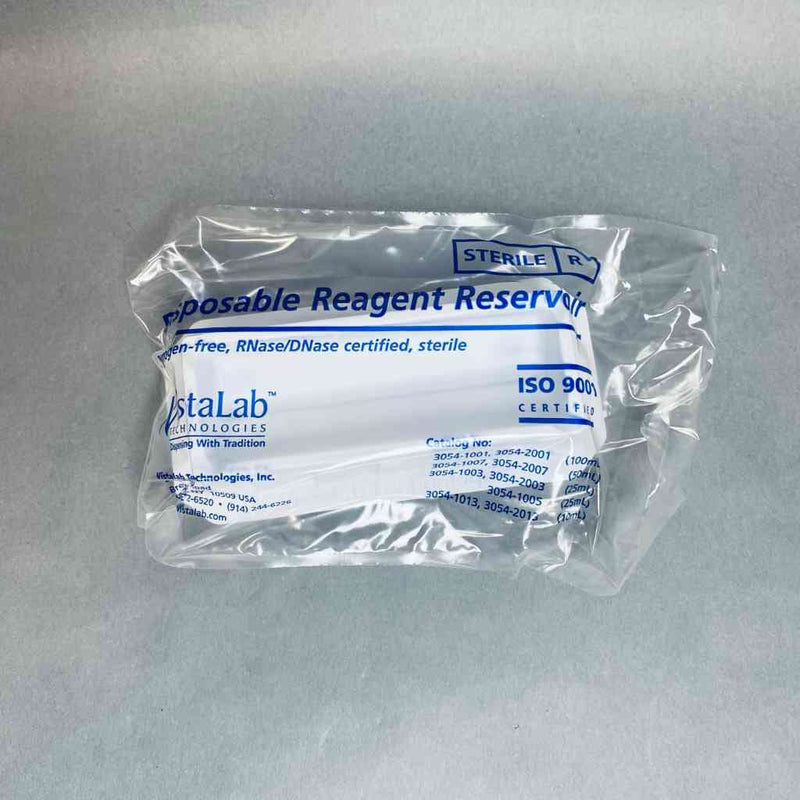 VistaLab Reagent Reservoir 50 ml Polystyrene Sterile Individually Sealed Case of 100 Basins Reagent Reservoirs VistaLab