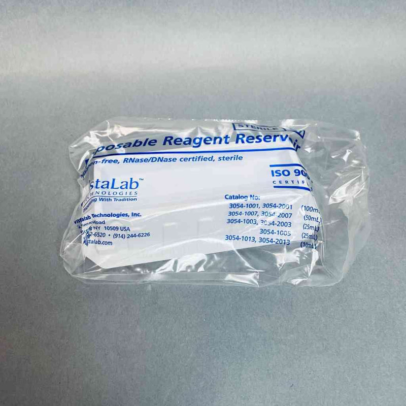 VistaLab Reagent Reservoir 50 ml Polystyrene Sterile Individually Sealed Case of 100 Basins Reagent Reservoirs VistaLab