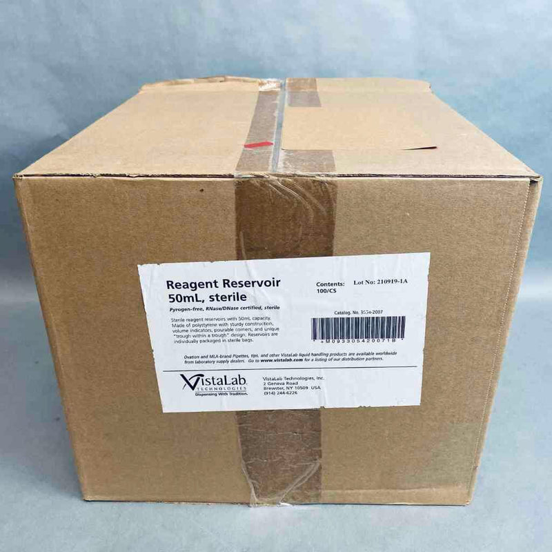 VistaLab Reagent Reservoir 50 ml Polystyrene Sterile Individually Sealed Case of 100 Basins Reagent Reservoirs VistaLab