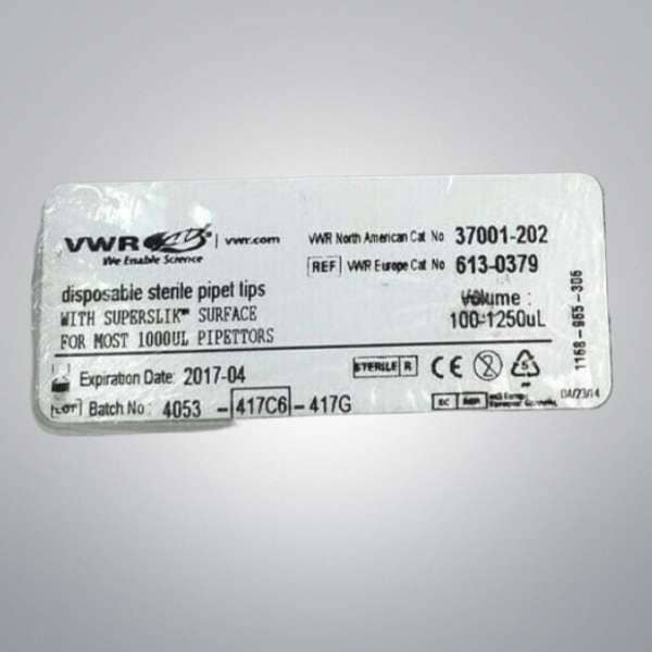 VWR 37001-202 Pipette Tips 1250 ul Low Binding Sealed 10 Racks of 96 Pipet Tips Pipettes & Pipette Tips VWR