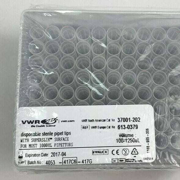 VWR 37001-202 Pipette Tips 1250 ul Low Binding Sealed 10 Racks of 96 Pipet Tips Pipettes & Pipette Tips VWR