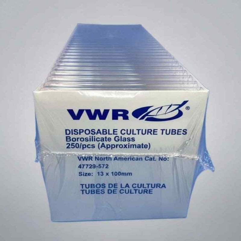 VWR 47729-572 Culture Tubes Borosilicate 13 x 100 mm 9ml Sealed Box of 250 Lab Consumables::Tubes, Vials, and Flasks VWR International