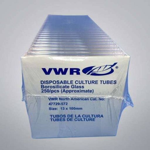 VWR 47729-572 Culture Tubes Borosilicate 13 x 100 mm Sealed Box of 250 Lab Consumables::Tubes, Vials, and Flasks VWR International