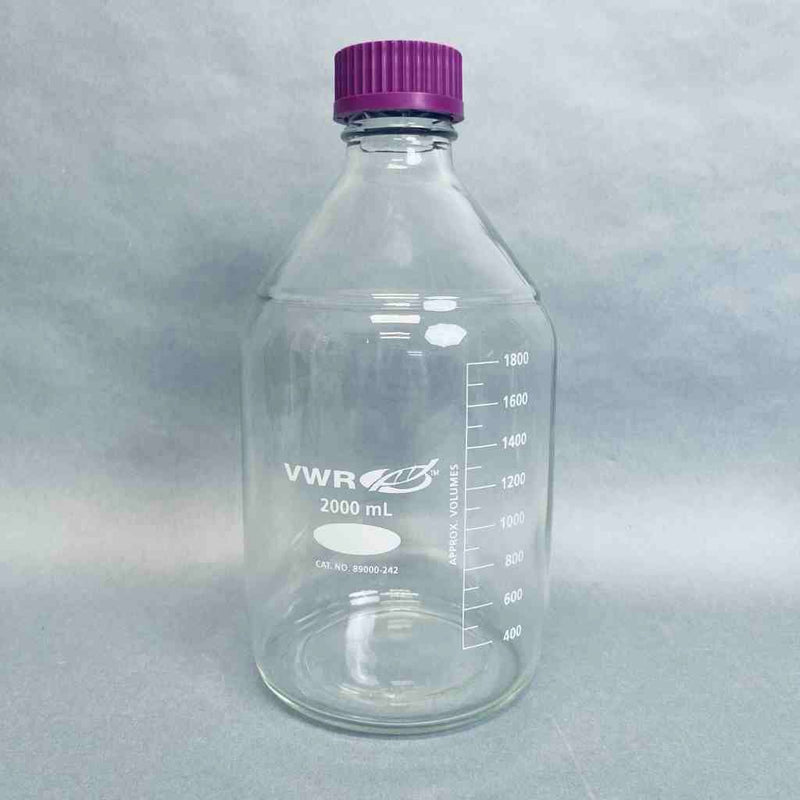 VWR 89000-242 Glass Media Storage Bottle 2 L with GL45 Cap - Lot of 2 Bottles Bottles PYREX
