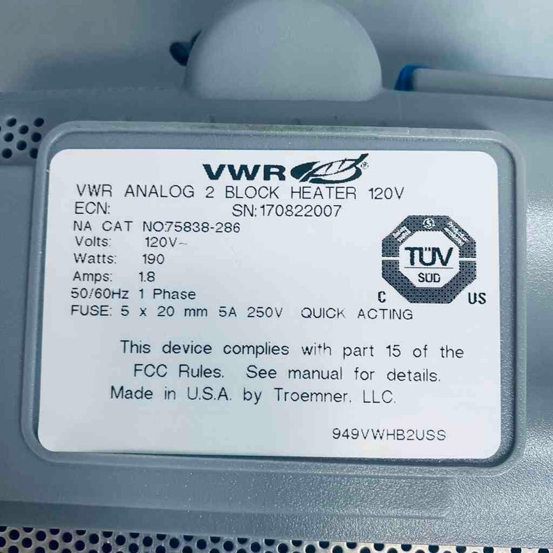 VWR Analog Dry Bath Dual Block Heater Dry Baths & Heat Blocks VWR