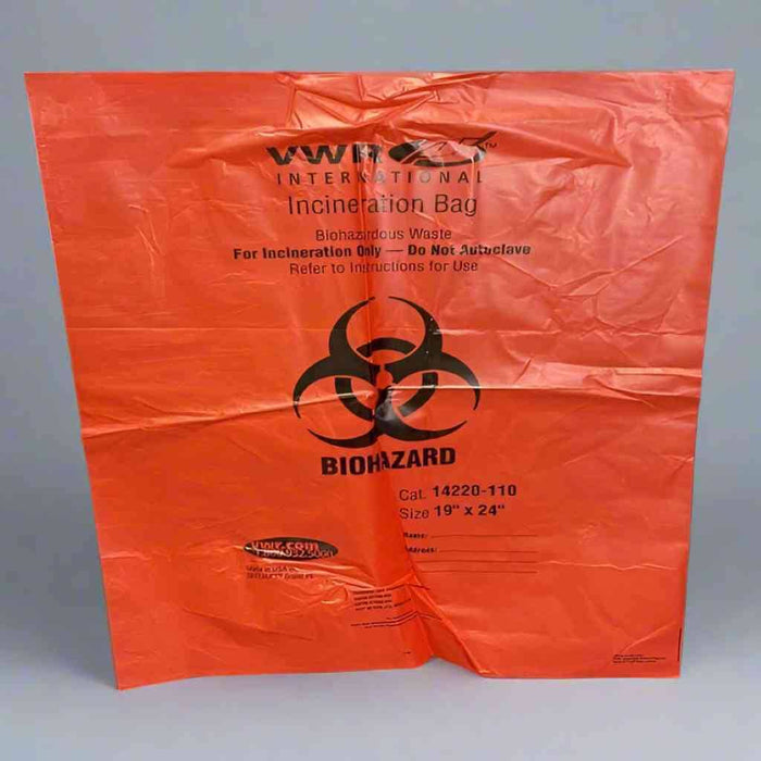 VWR Biohazard Waste Incineration Bag 19 in. x 24 in. 27 Bags Other Medical & Lab Equipment VWR