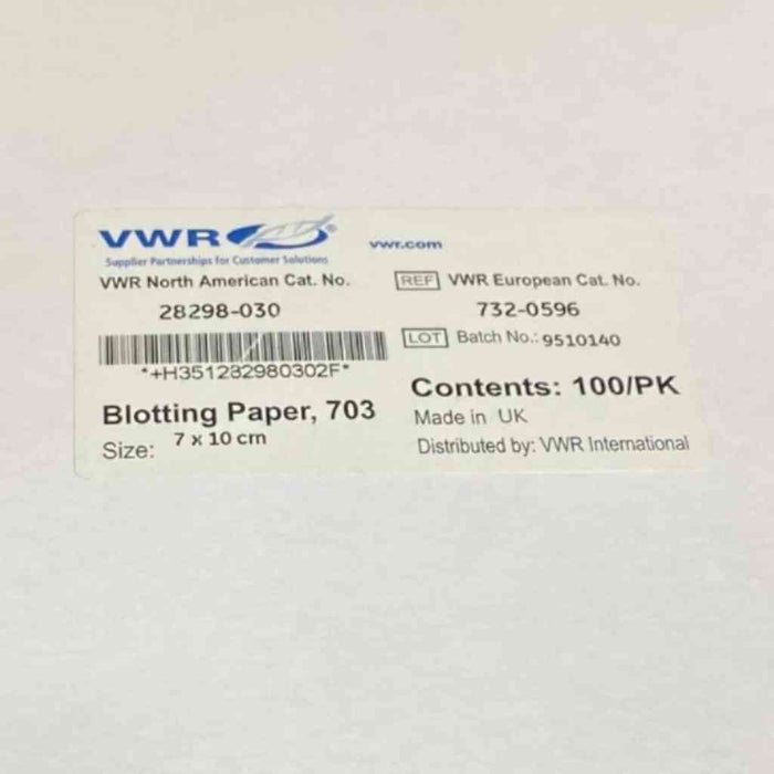 VWR Blotting Paper 7 x 10 cm Grade 703 Sealed 300 Sheets Filter Paper VWR