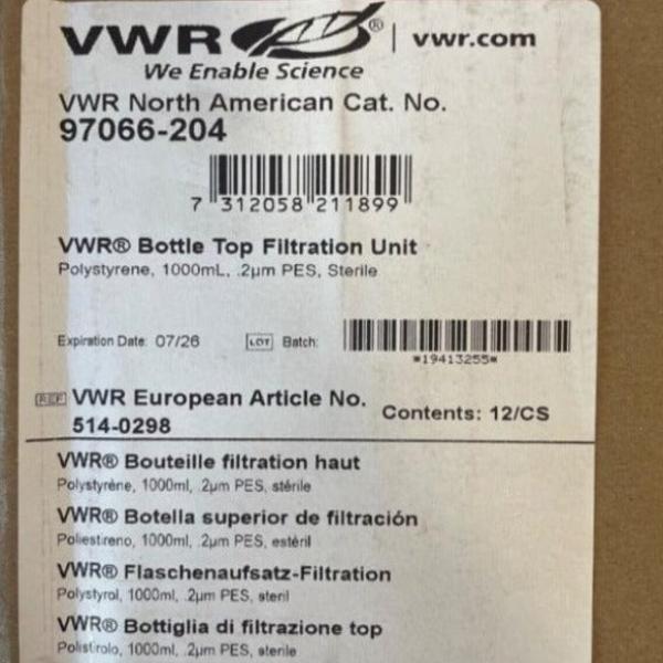 VWR Bottle Top Filter Unit 1 L 0.2 um Indiv Sealed PES 12 Filter Units Filters VWR