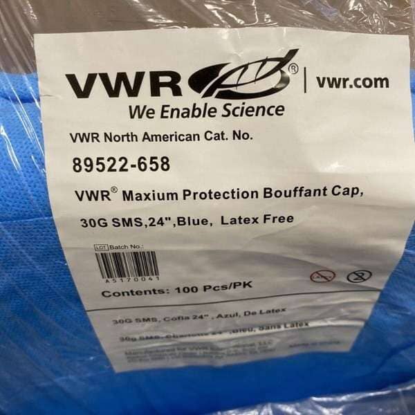 VWR Bouffant Cap Maximum Protection Blue Latex Free 400 Caps Other VWR