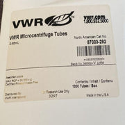 VWR Centrifuge Tube 0.65 ml Assorted Colors Total of 2000 Tubes Lab Consumables::Tubes, Vials, and Flasks VWR