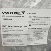 VWR Centrifuge Tube 2 ml Free Standing Screw Cap Sealed 1000 Tubes Centrifuge Tubes VWR