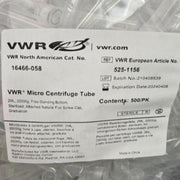VWR Centrifuge Tube 2 ml Free Standing Screw Cap Sealed 1000 Tubes Lab Consumables::Tubes, Vials, and Flasks VWR