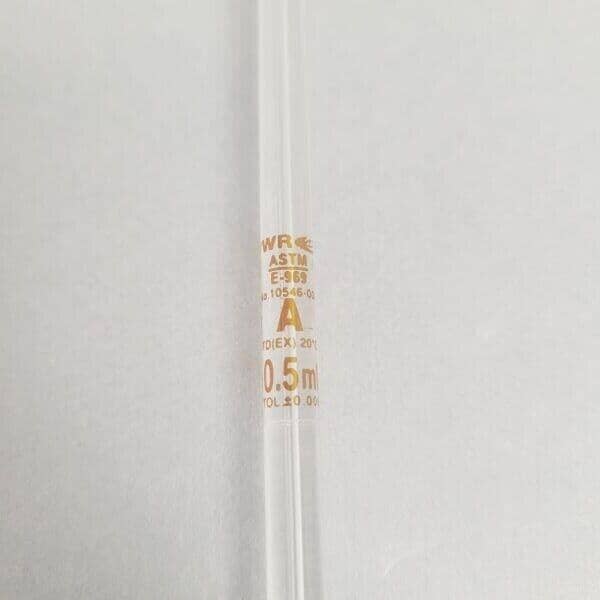 VWR Certified Volumetric Pipet 0.5 ml TD Grade A 30.5 cm Black Total of 10 Pipettes Pipettes VWR