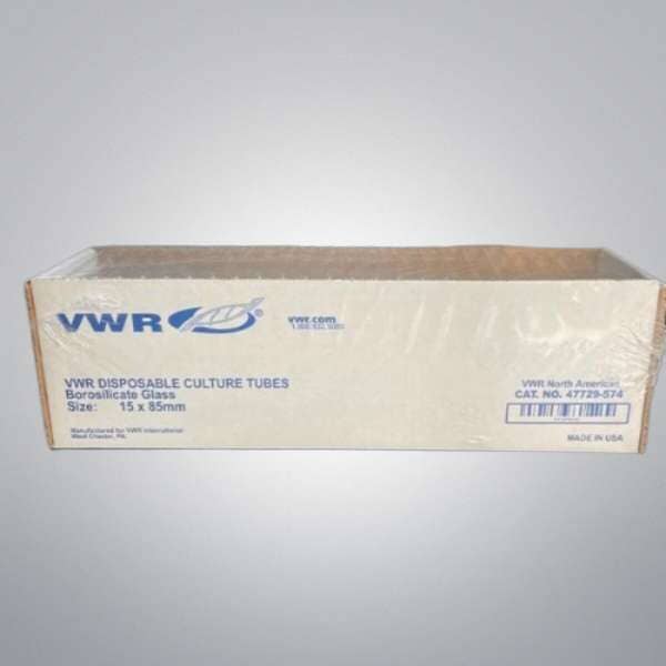 VWR Culture Tube Glass 15 x 85 mm 1150 Tubes Lab Consumables::Tubes, Vials, and Flasks VWR