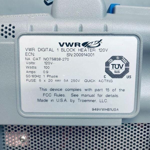 VWR Digital Block Heater 120 V with 20 Place Heating Block Lab Incubators VWR