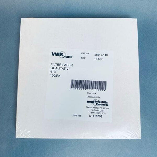 VWR Filter Paper Qualitative 413 18.5 cm Pack of 100 Papers Filters VWR