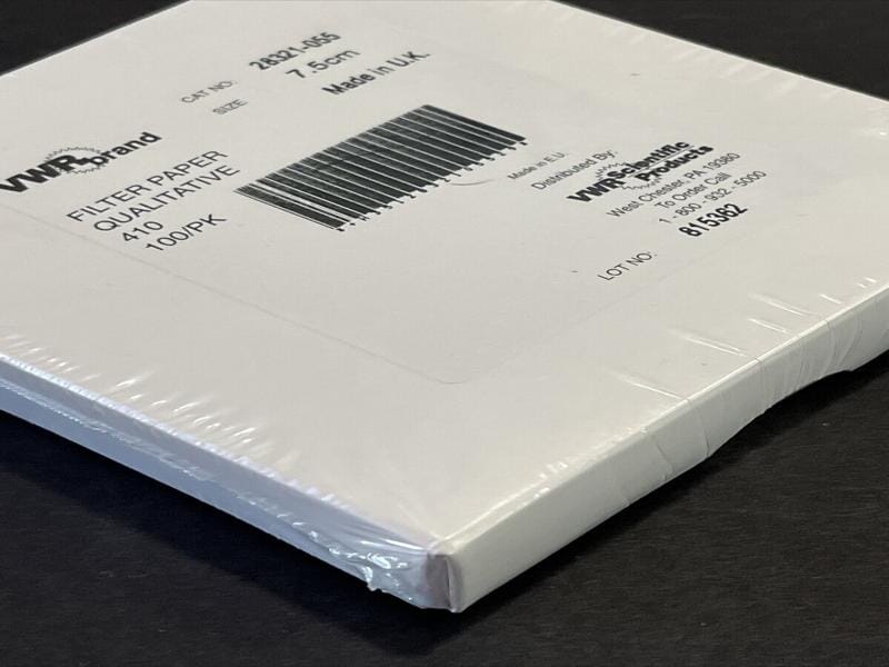 VWR Filter Paper Qualitative Grade 410 7.5cm Sealed 100 Filters