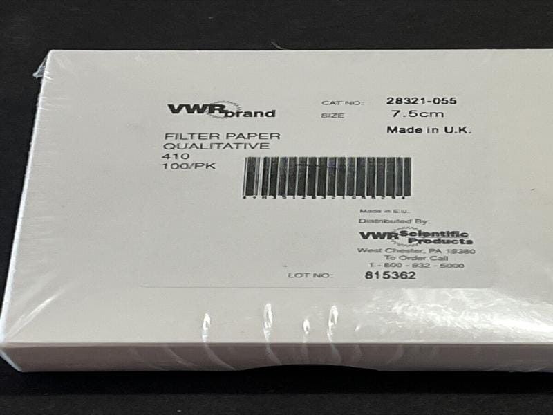 VWR Filter Paper Qualitative Grade 410 7.5cm Sealed 100 Filters