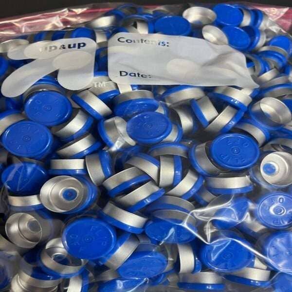 VWR Flip Cap Aluminum Seal 20 mm Autoclavable Blue 500 Vial Caps Lab Consumables::Tubes, Vials, and Flasks VWR