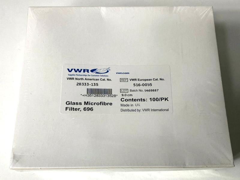 VWR Glass Fiber Filter 9.0 cm 696 Grade Sealed Total of 400 Filters Filters VWR