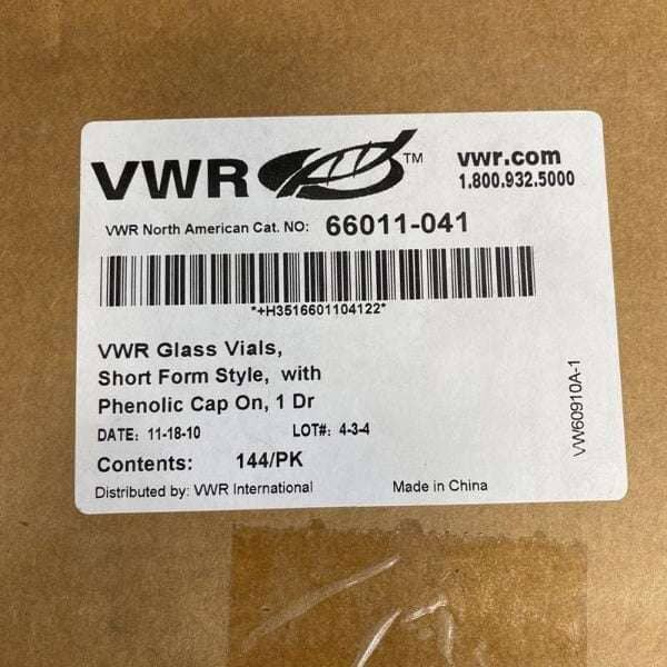 VWR Glass Vial with Phenolic Cap 3.7 ml 288 Vials Lab Consumables::Tubes, Vials, and Flasks VWR